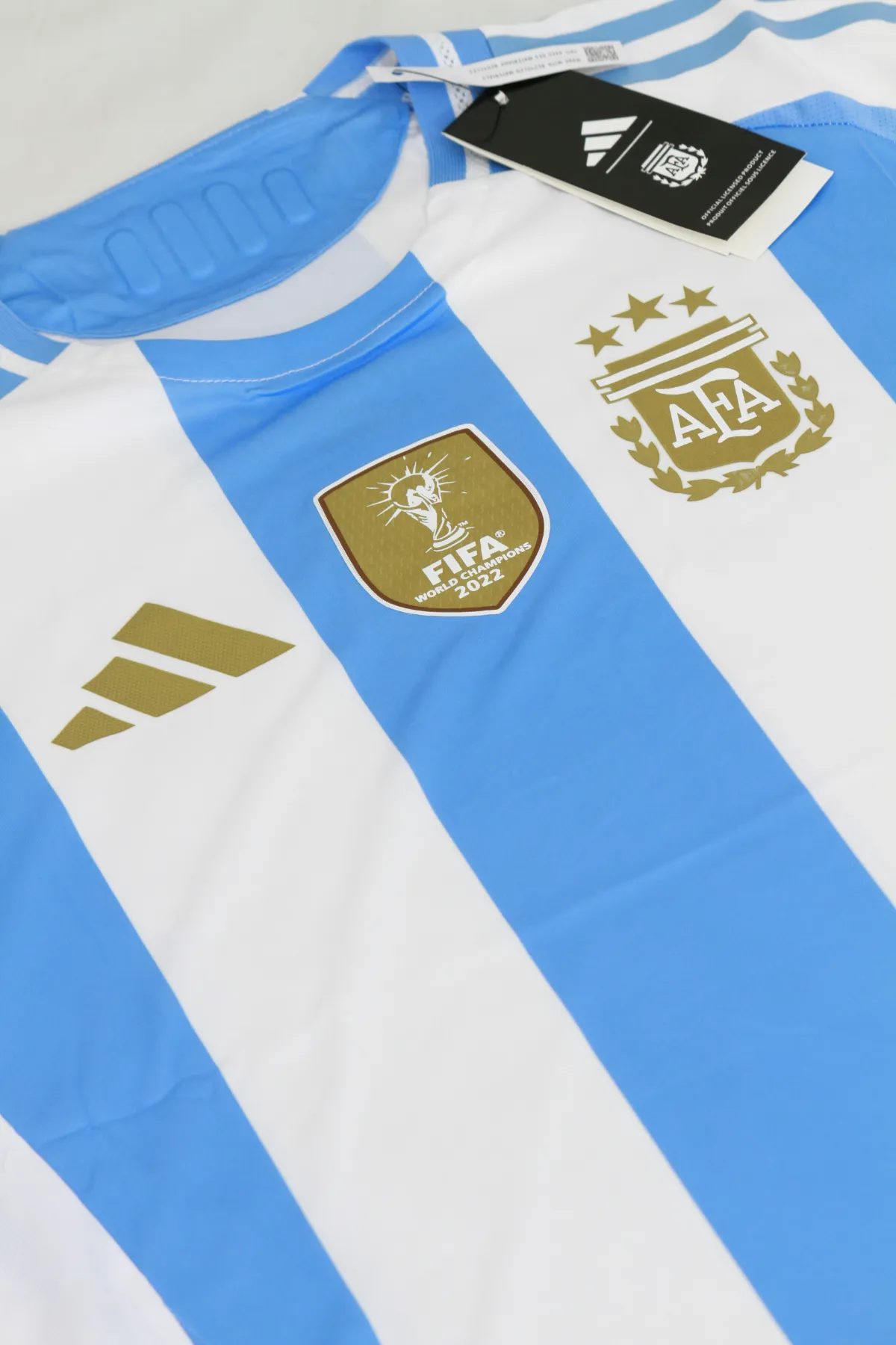 Argentina Home Jersey 2022 World Cup — White & Blue Striped Football Shirt alternate view