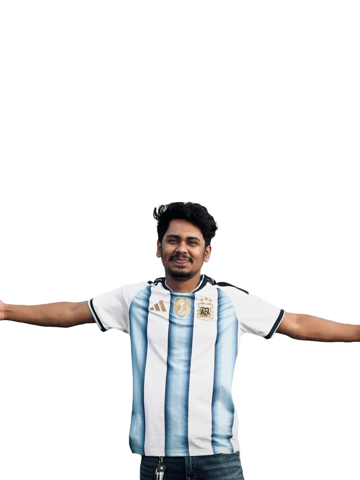 Argentina Home Jersey 2022 World Cup — White & Blue Striped Football Shirt